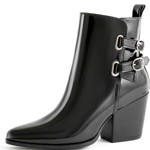 Black Ankle Boots with Buckle Detail